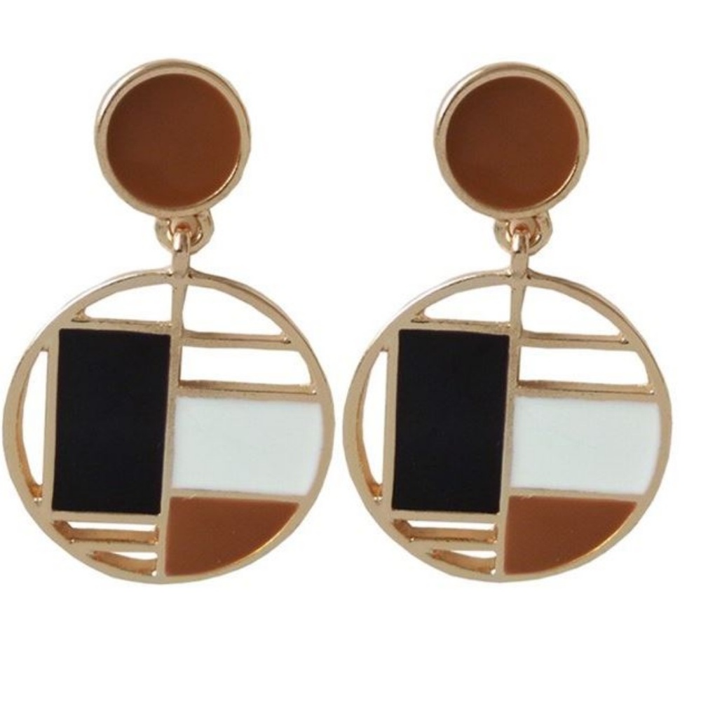 3 For $20/ Geometric Pattern Color Block Earrings - Picture 3 of 3